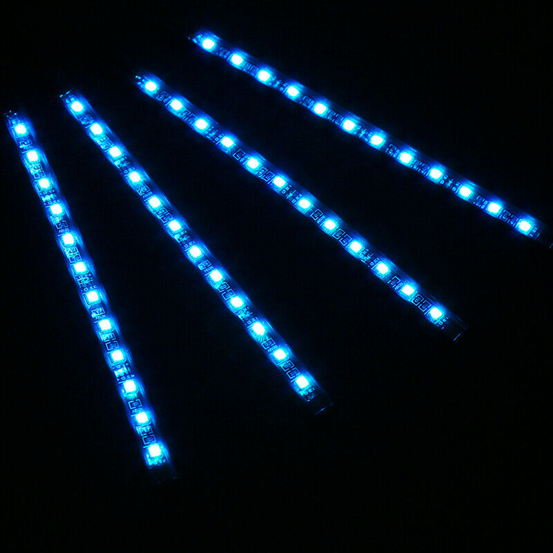 4Pcs 12 LED Car SUV Interior Decor Neon Atmosphere Light Strip Remote Control