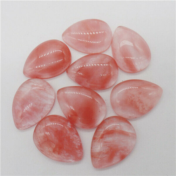 15Pcs 25x18x6mm Wholesale Red Cherry Quartz Teardrop Cab Cabochon DIY HH9668