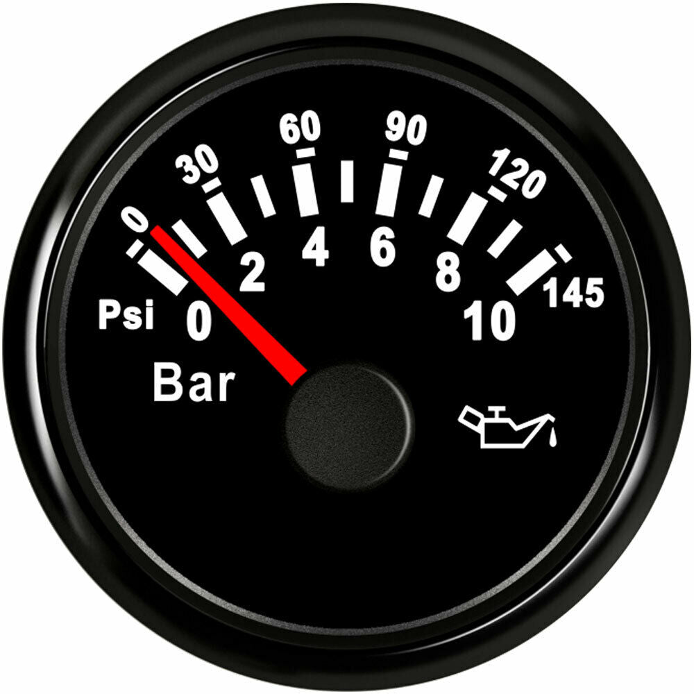 52mm oil pressure gauge with sender 10-184ohms 9-32V for auto marine truck black