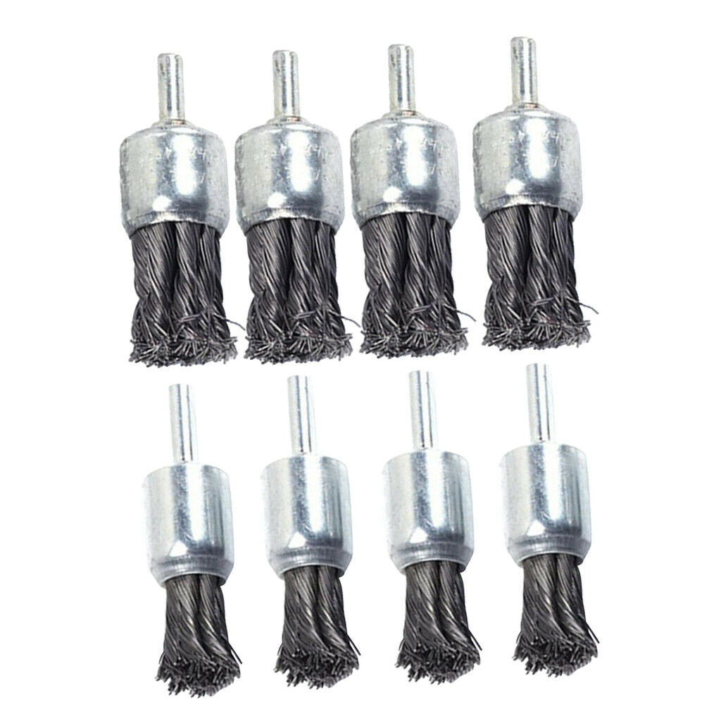 Pack of 8 Carbon Knot Wire End Brush 20/25mm Removal Tool Metal f/ Polishing