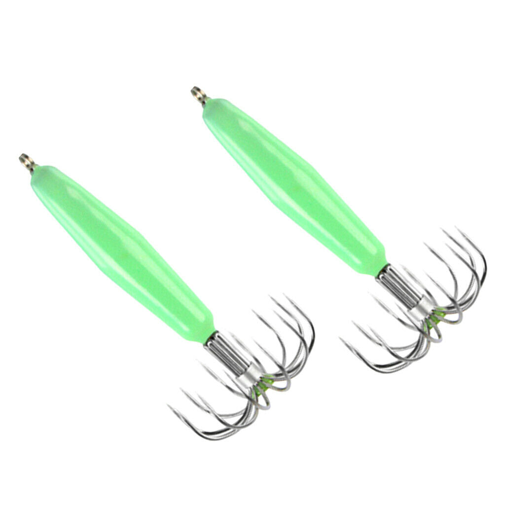 Stainless Steel Luminous Squid Jig Hook Barrel Umbrella Octopus Hook 7.2cm