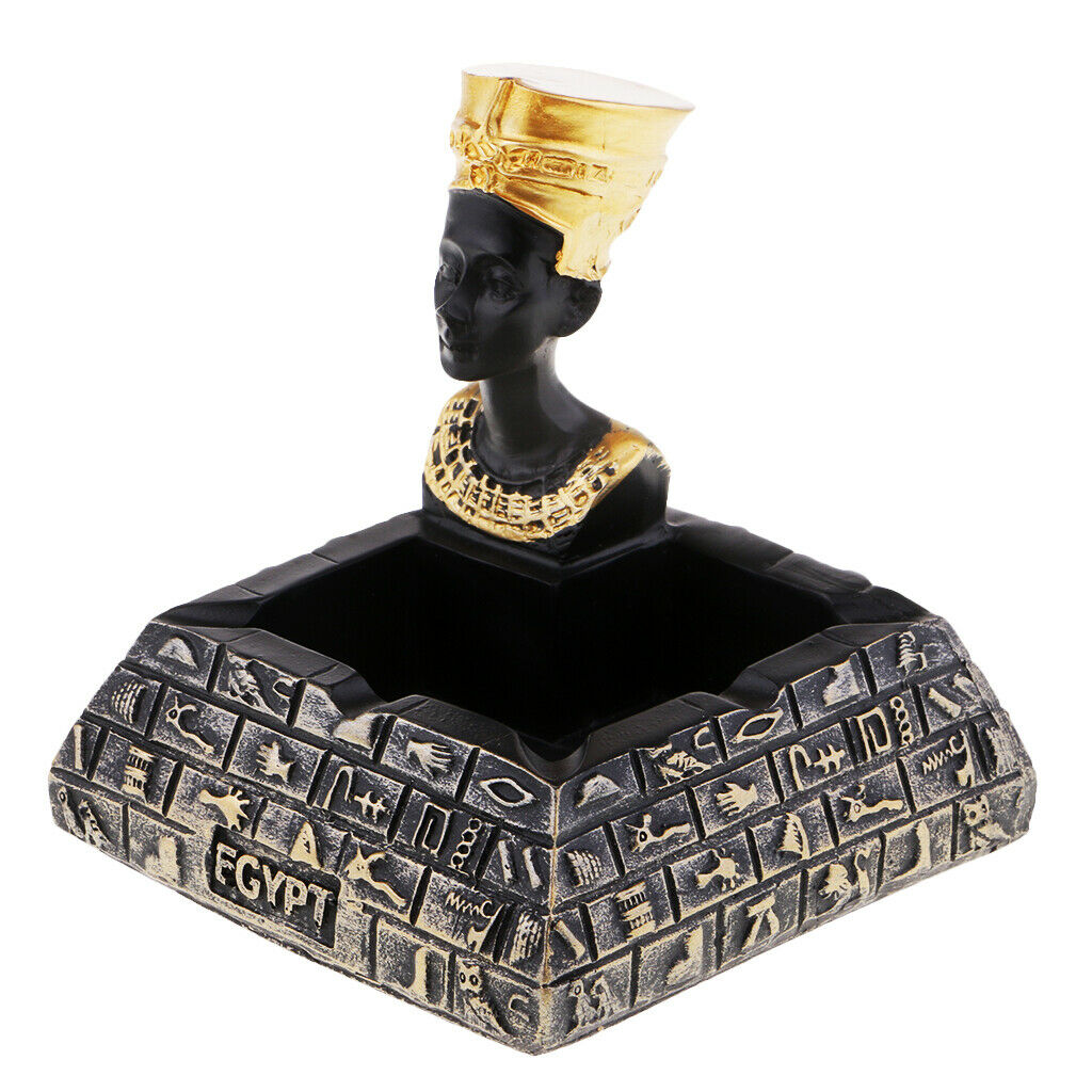Egypt Pharaoh Cigarette Ashtray Tobacco Ash Tray Holder Home Office Decor Black
