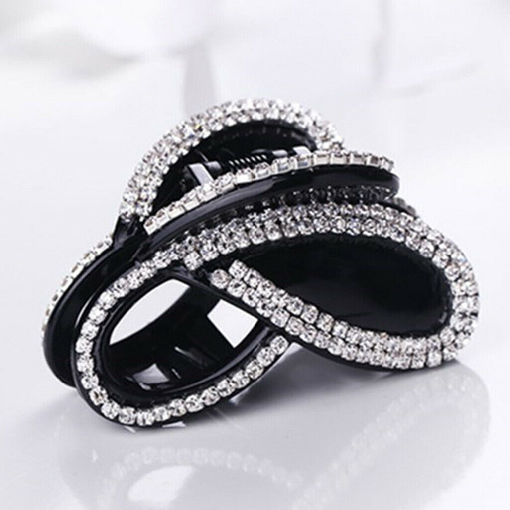 2 Packs Women Lady Large Hair Claw Crystal Shower Thin Hair Clip Clamp Crab