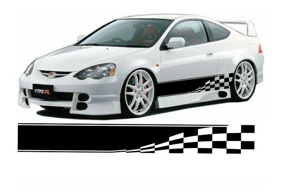 WwaterProof Checkered Flag Car Door Body Sides Decrative Decals Graphic Stickers
