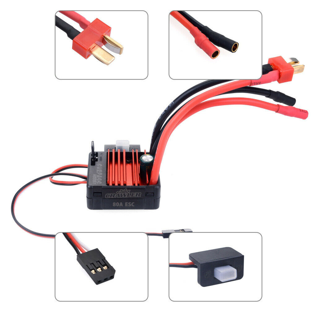 5-Slot 550 Brushed Motor & 80A Brushed ESC for RC 1/10 Axial SCX10 D90 D110