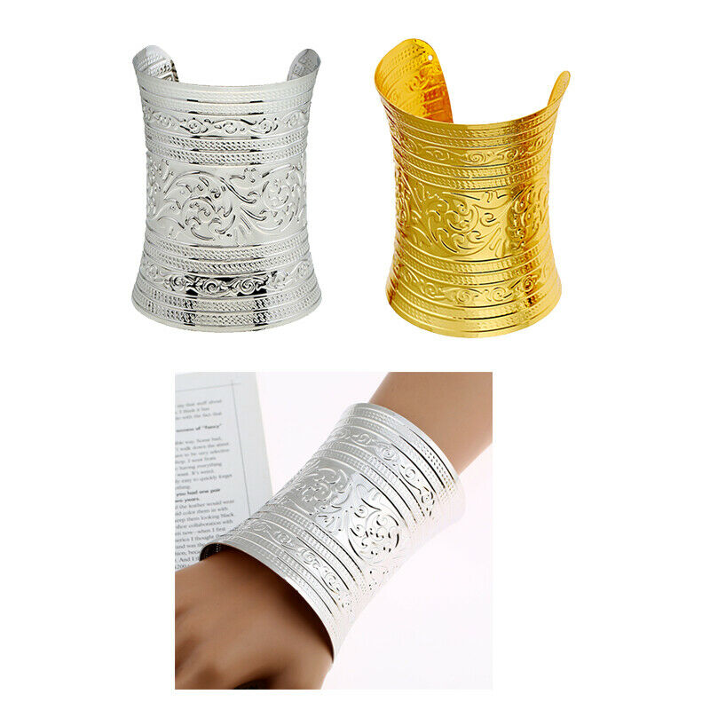 Tribal Wide Cuff Bangle Plated Curved Bracelets Charms Party Club Jewelry