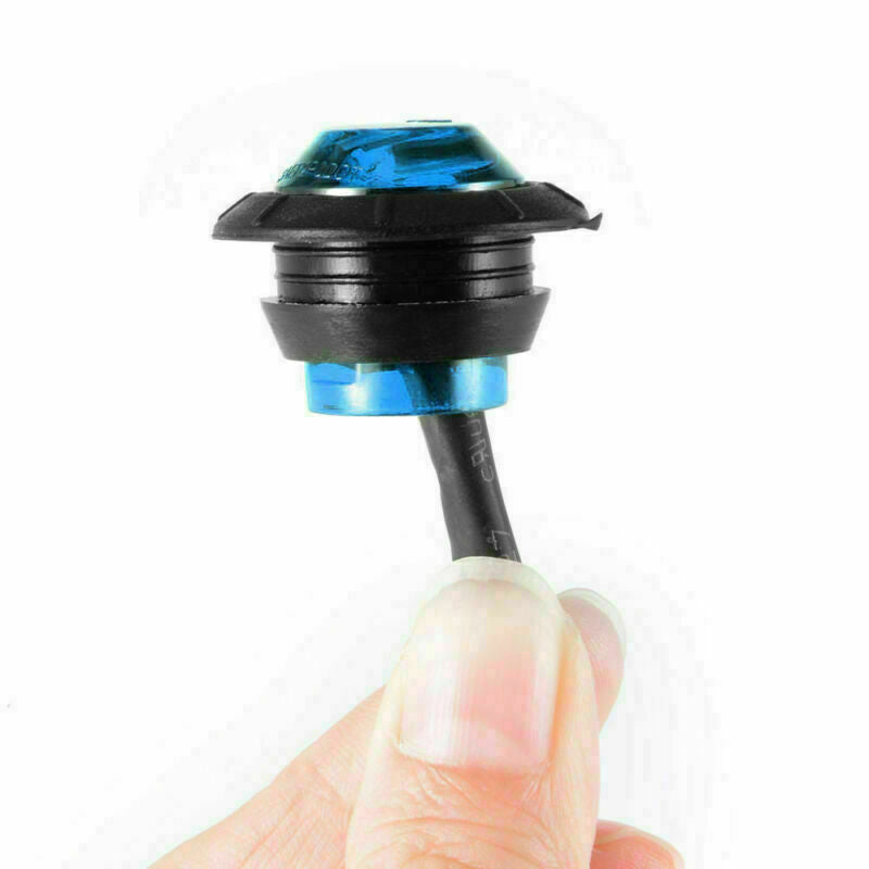 20X Mini Round 12V Blue 3/4" Smoked Side 3 LED Marker Truck Trailer Bullet Light