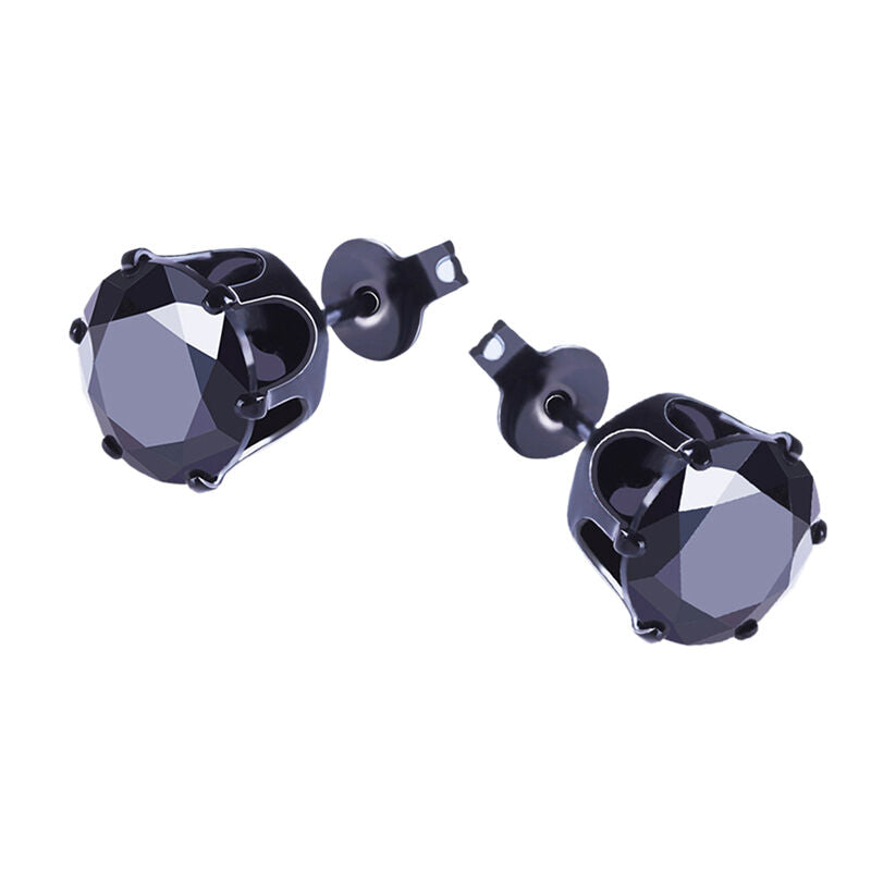 Men Women Stainless Steel Black Round Cubic Ear Studs Earrings 3mm-8mm 6P.l8