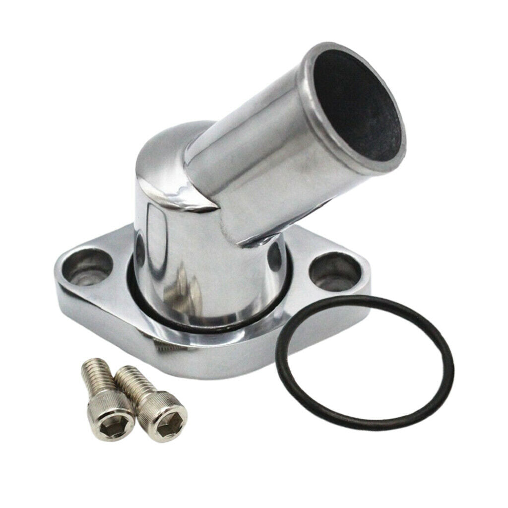 45° Chrome Water Neck Thermostat Housing for Chevy SBC BBC 305 327 350 348