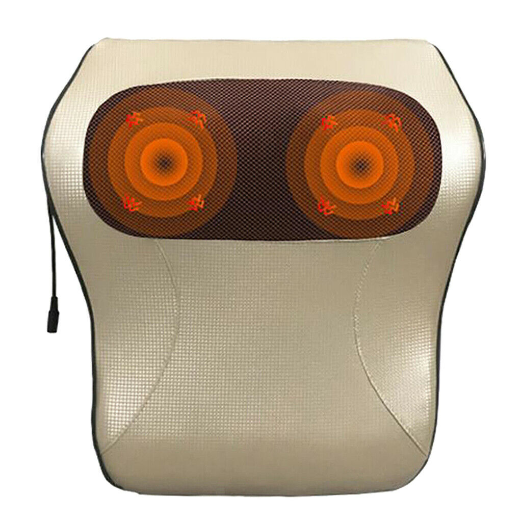 Neck Back Massager Pillow with Heat Deep Kneading Cushion UK Plug Golden