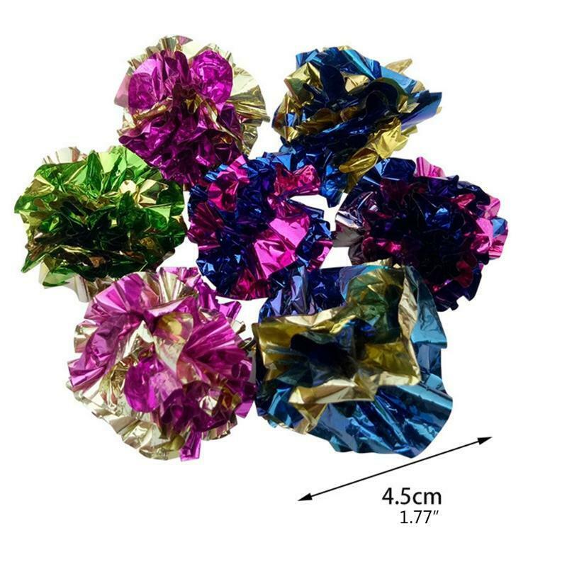 12 Pack Crinkle Balls for Cat 3 Variety Color Cat Mylar Paper Ball Double-Color