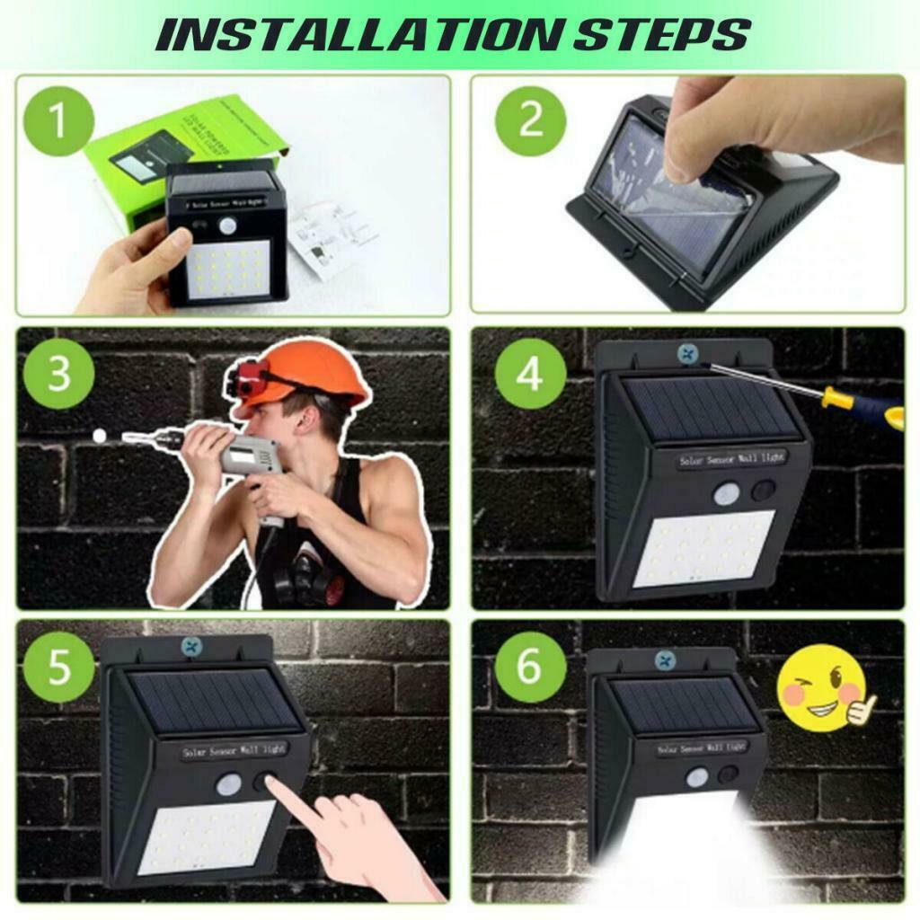 4PCS 30 LED Solar Power Motion Sensor Wall Light Outdoor Garden Lamp Waterproof