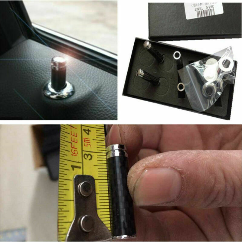 4PCS 100% Carbon Fibre Auto Truck Interior Door Lock Knobs Pins Black Universal