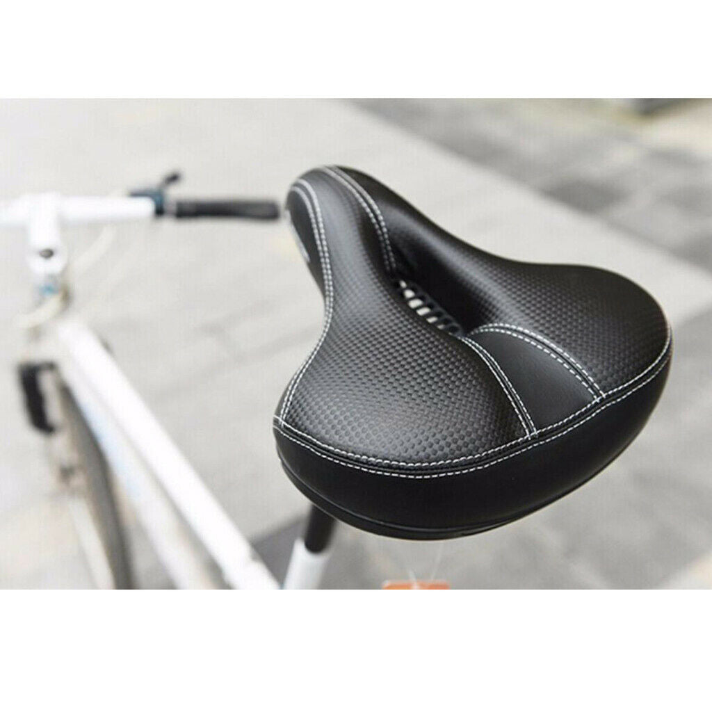 Extra Wide Comfy Cushioned Bike Seat Soft Padded Bicycle Gel Saddle Black