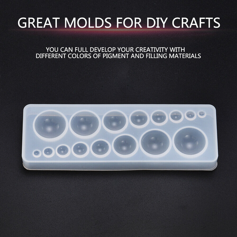8-Sized Round Stone Balls Clear Silicone Molds For DIY Jewelry Making Crafts USA