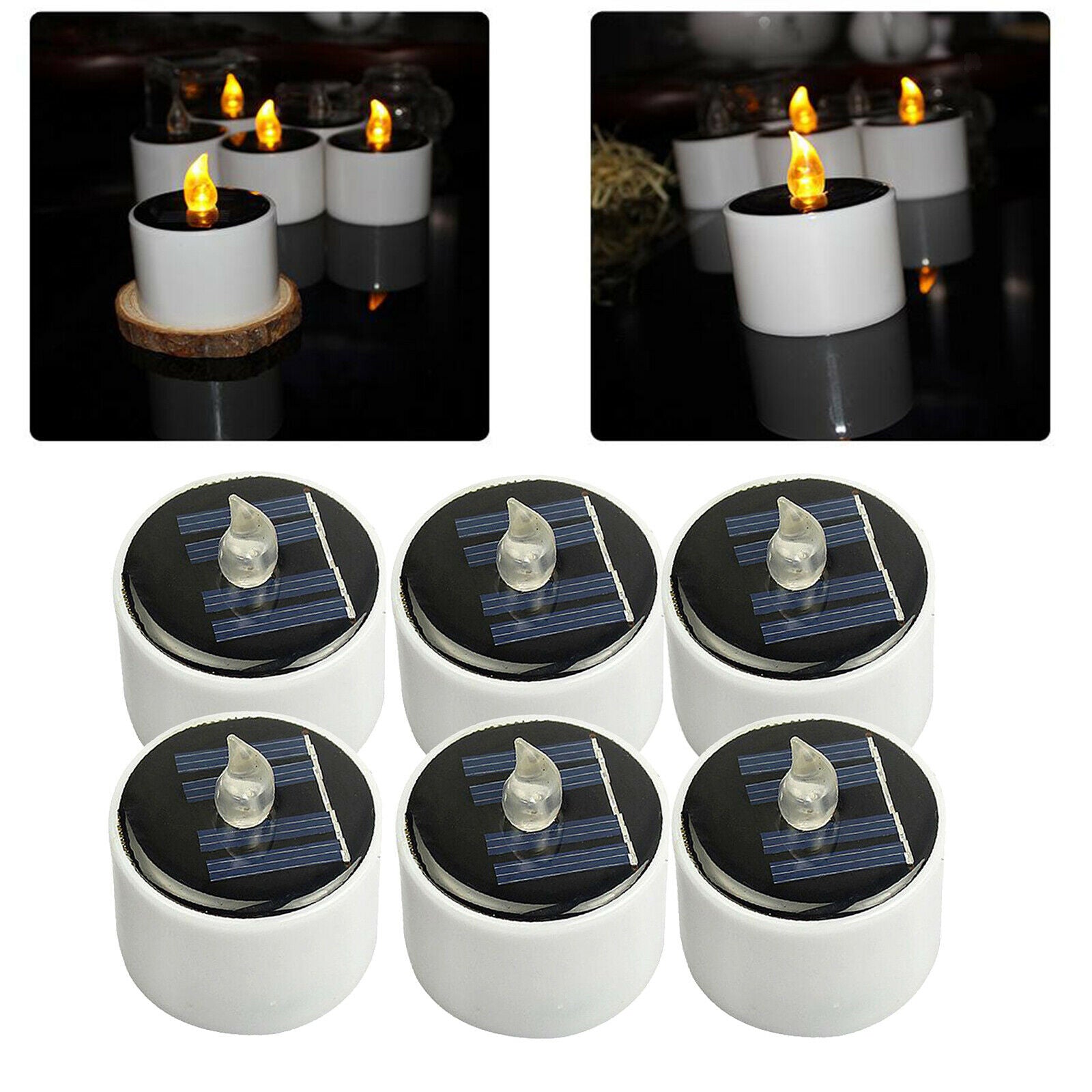 6PCS SOLAR POWERED LED CANDLE LED LIGHTS ROMANTIC LAMP DECORATION PARTY HOME