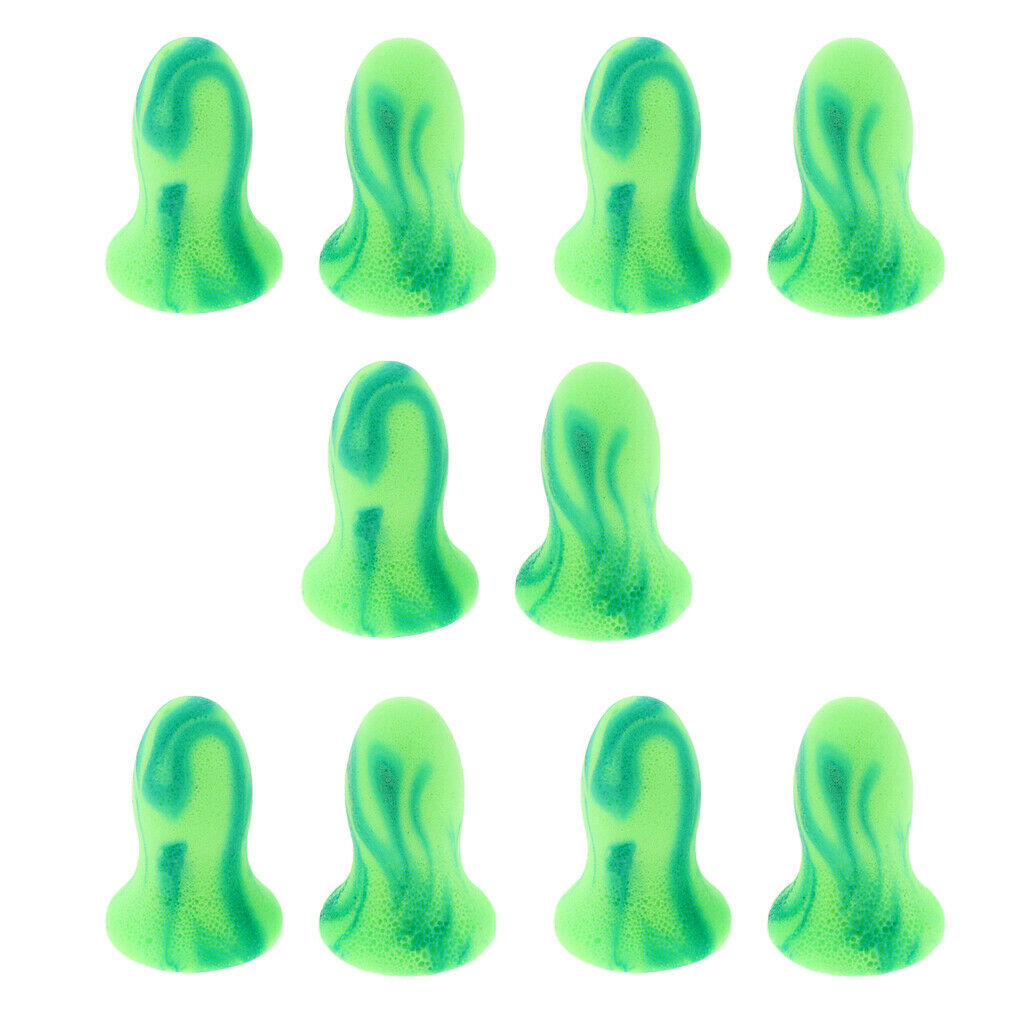 5 Pairs Soft Foam Ear Plugs Tapered Travel Sleep Noise Prevention Green