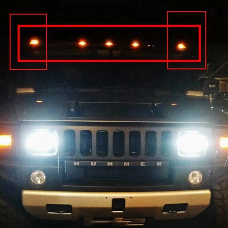 2X Smoked Lens Front Amber Led Cab Roof Lamp Side Marker Lights for Hummer HF1W2