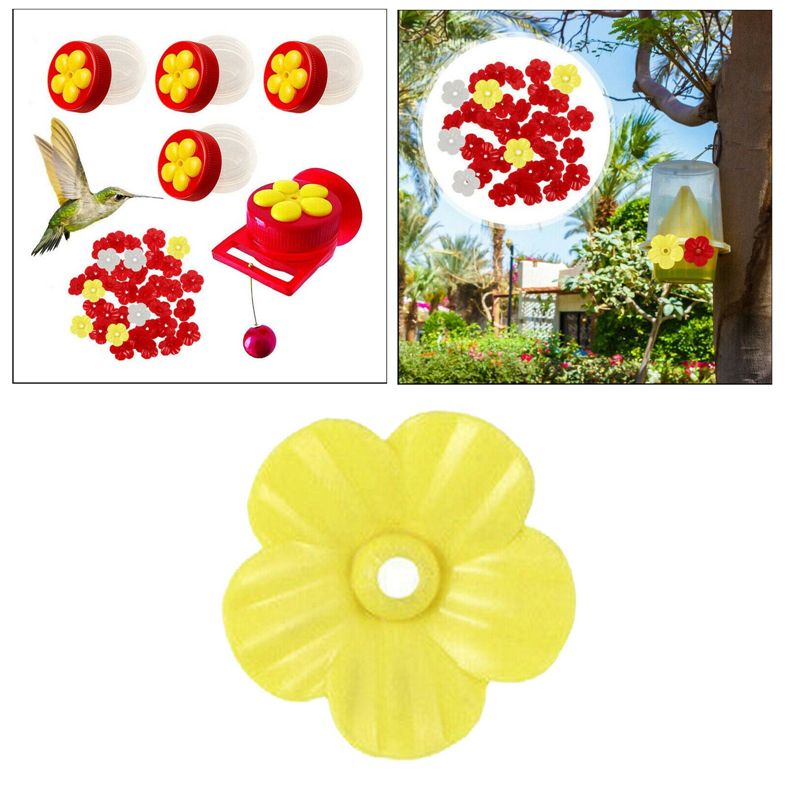Hummingbird Feeder Replacement Flowers Feeding Ports for Feeder Use Yellow