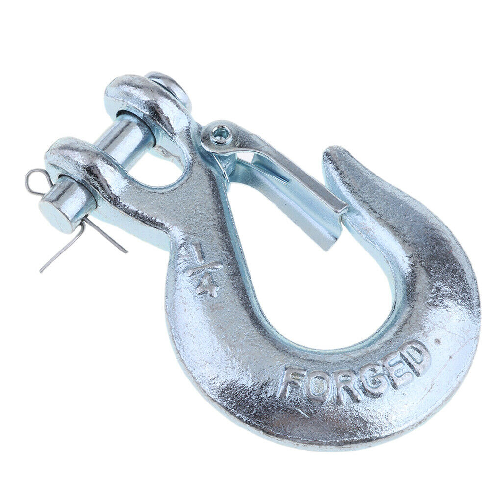 2pieces 1/4" Winch Hook with Clevis Safety Latch for Trailer ATV Boat Towing