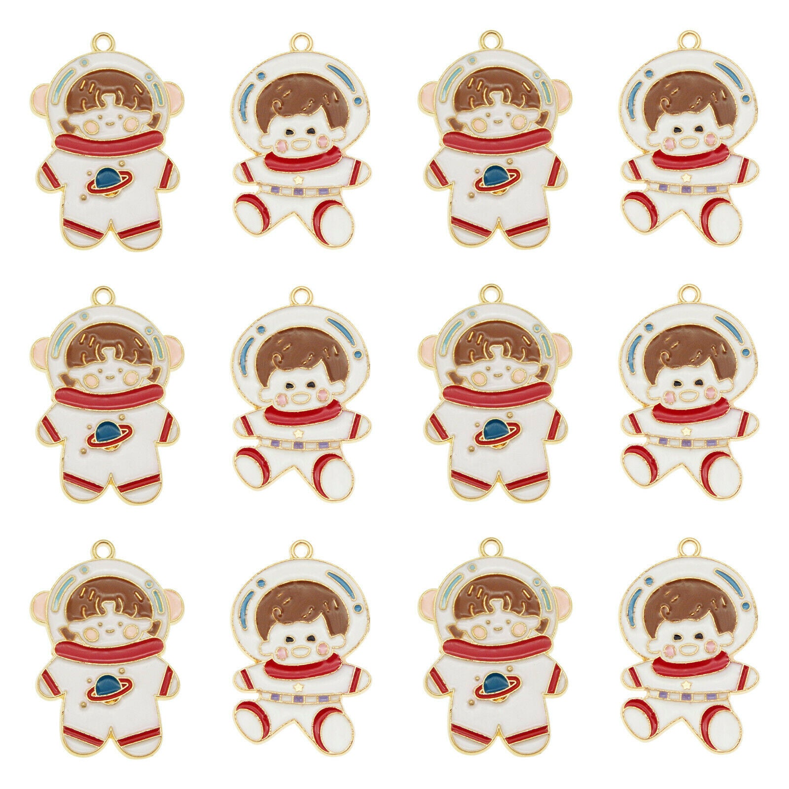 8PC Multi-Color Mixed Astronaut Space Child Charms Pendant Jewelry DIY Findings