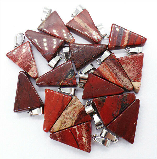 100Pcs 20x15x6mm Wholesale Natural Rainbow Jasper Triangle Pendant Bead HH8217