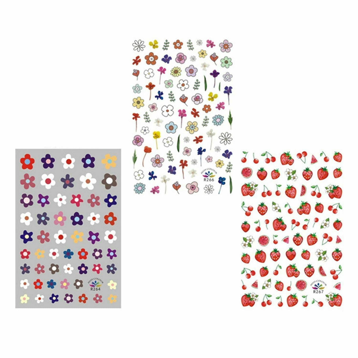 Easy To Use Women Strawberry And Flowers Nail stickers Spring/Summer Decoration