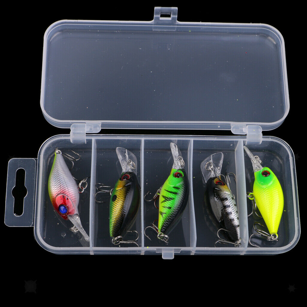 5Pcs Crank Lure Crank Baits Deep Swim Hard Fishing Tackle 5cm/4.2g