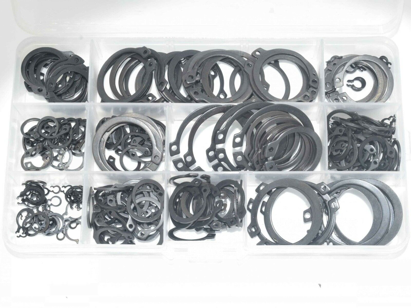 300pc Snap Retaining Ring Assortment Kit 18 Different Sizes 1/8"-1 1/4"