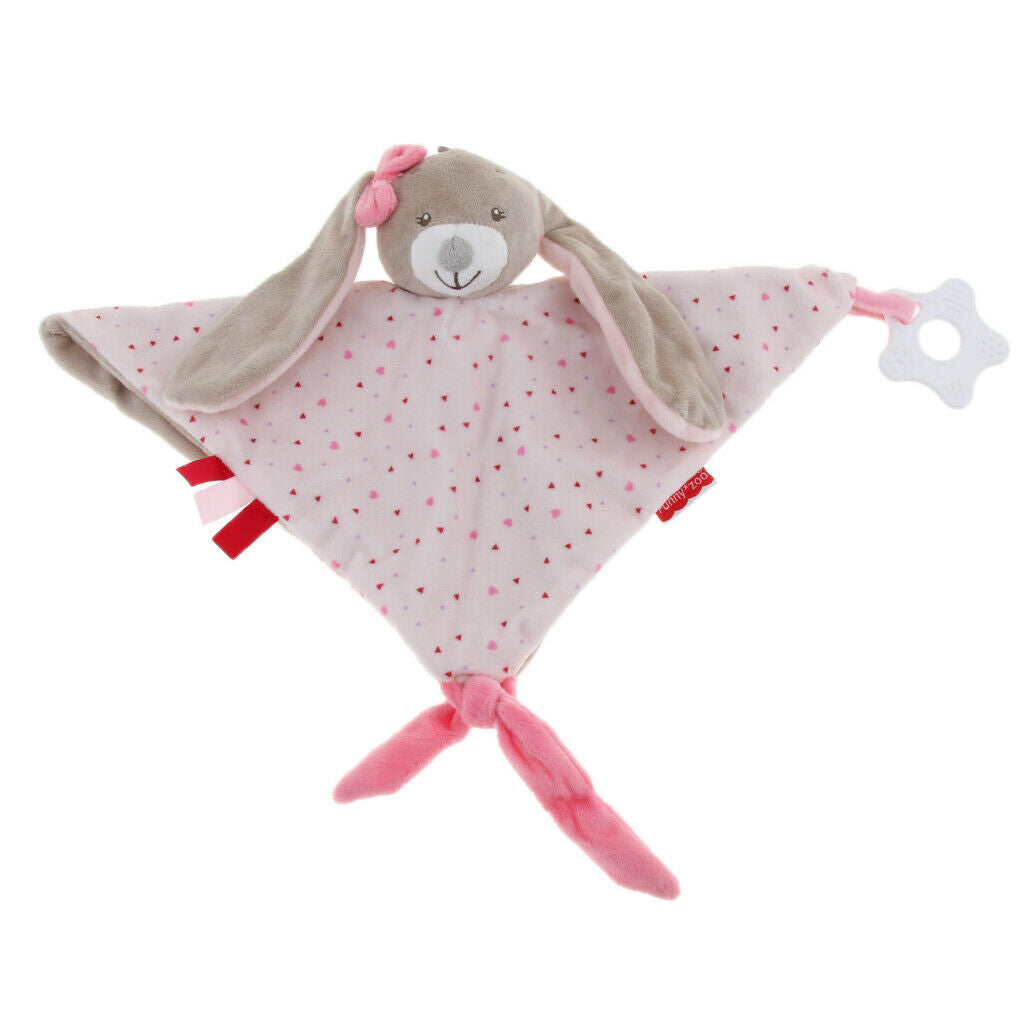 2x Plush Stuffed Blanket Teething Baby Safety Blanket for Infant Boys Girls