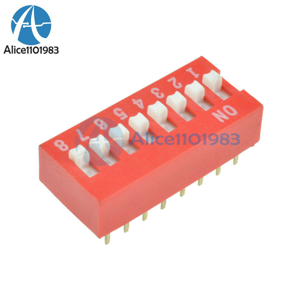 100PCS  Red Slide Type Switch Module 2.54mm 8-Bit 8 Position Way DIP Pitch