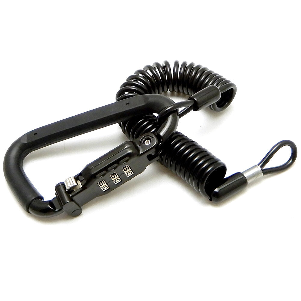Motorcycle Helmet Lock & Cable Black Tough Combination PIN Locking Carabiner