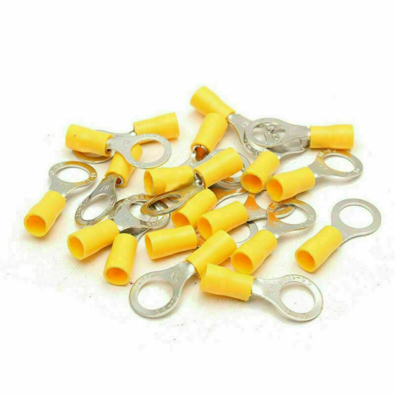 20pcs Wire Ring Terminals Vinyl Yellow 12-10 AWG Car Audio Crimp Connectors