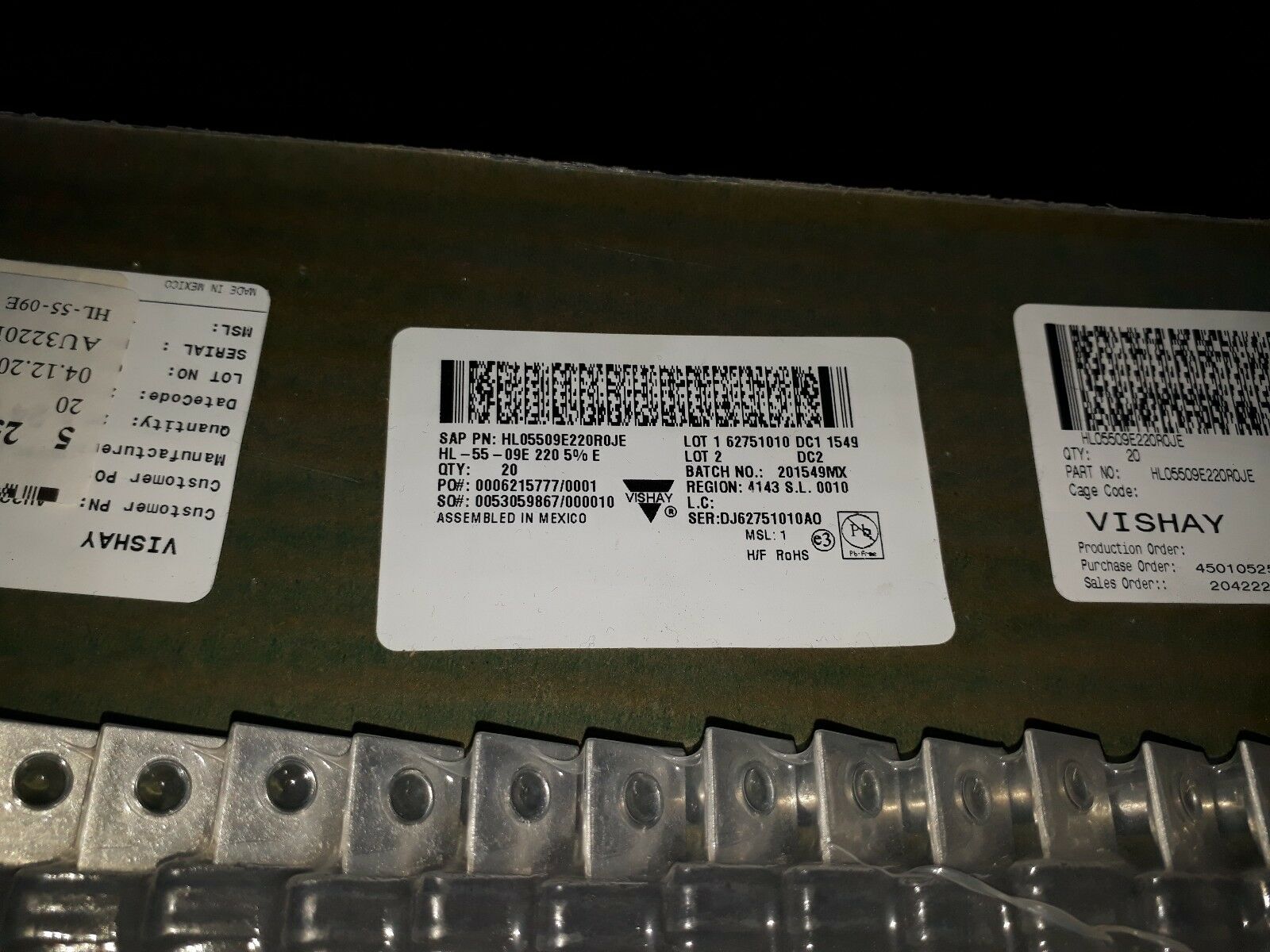 10PCS NEW VISHAY DALE  HL-55-09E HL5509E 220ohm 55w RESISTOR !