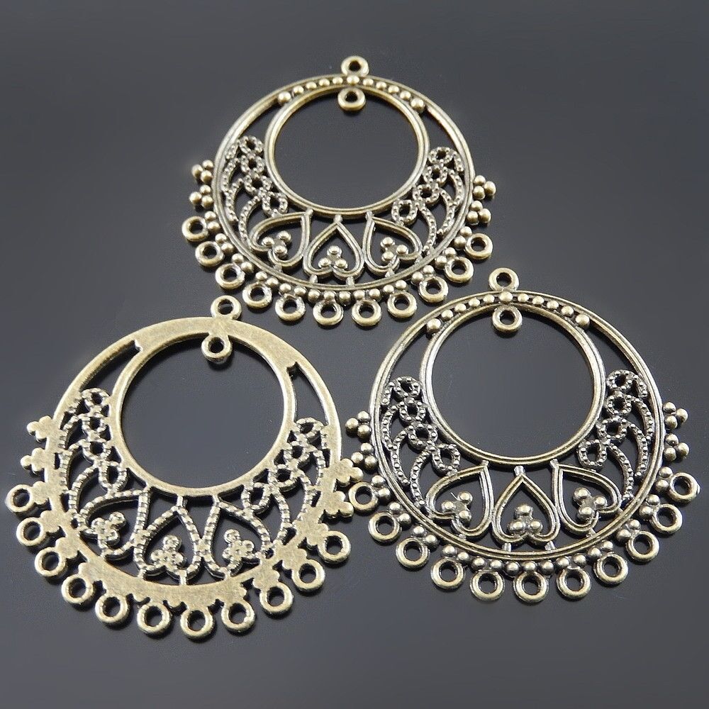 10 pcs Antiqued Bronze Zinc Alloy Collar Charms Pendant Craft Connectors 41x39mm