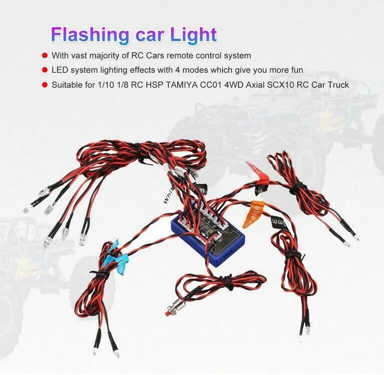 12 Ultra LED Flashing Bright Light Strobe Lamps Kit System for 1/10 1/8 Truck
