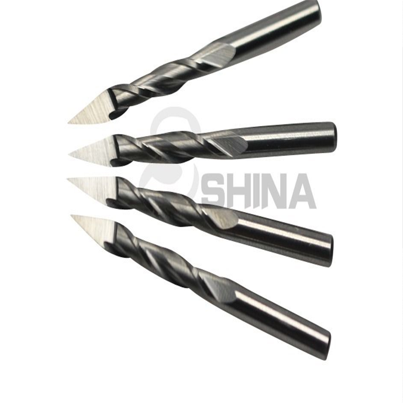 5Pcs 3mm 30 deg 0.1mm Tungsten Carbide Two/Double Flutes Spiral Engraving Bit