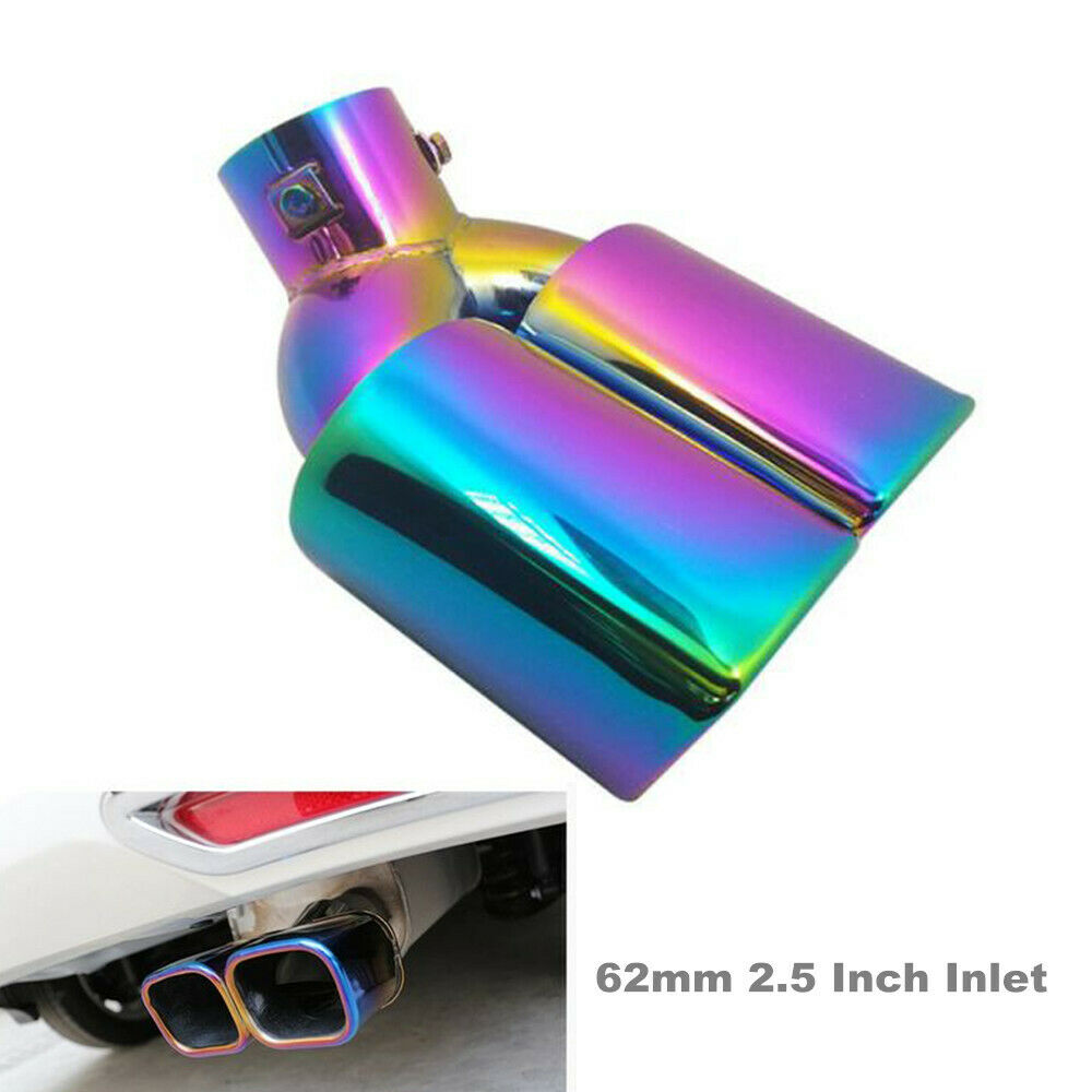 62mm Dual Exhaust Tip Exhaust Pipe Trim 2.5" Stainless Steel Muffler Tail Pipe
