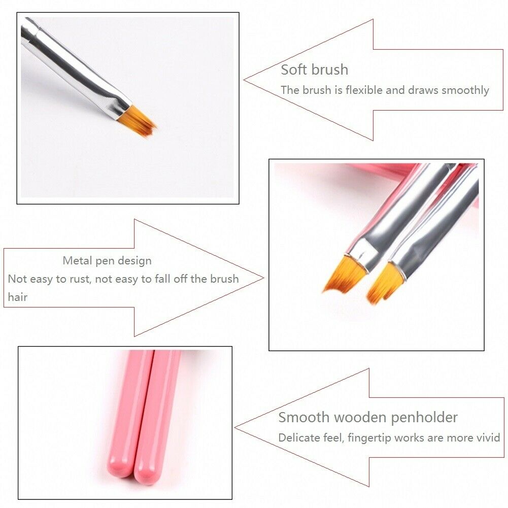 8Pcs Painted Pink Petals Nail Art Pen Nail Painting Multifunctional Nail Art Pen