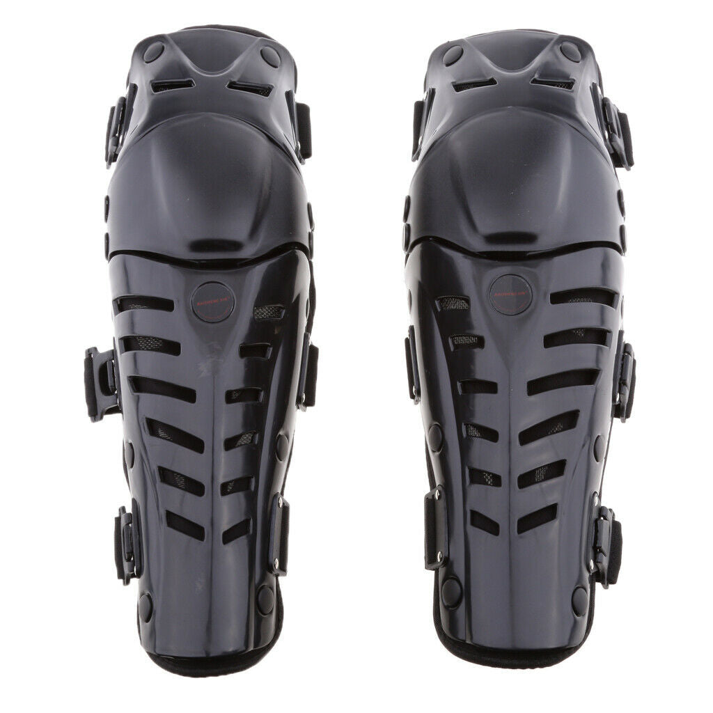 Adults Motorcycle Racing Knee Shin Guards Pads Braces Protective Gear - Black