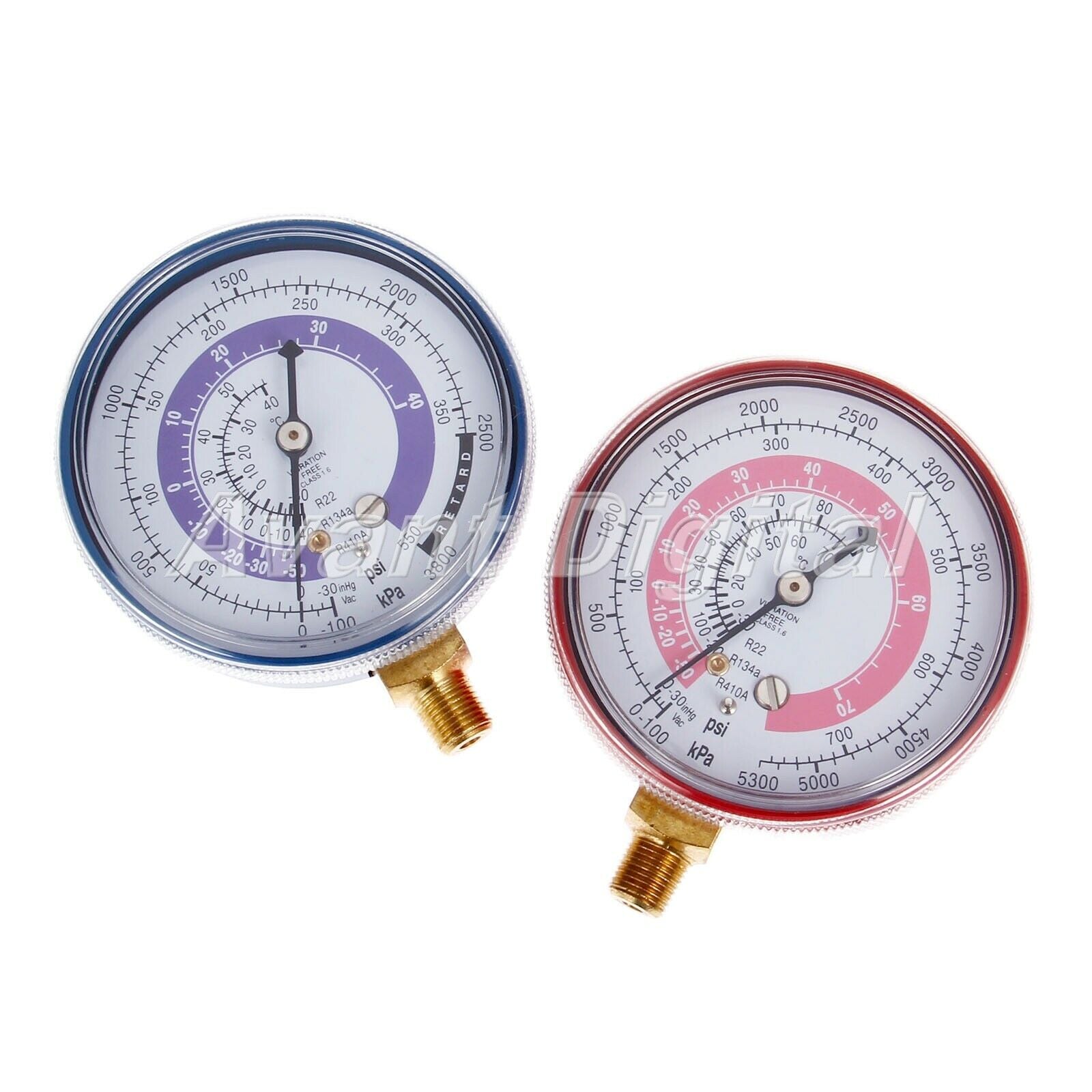 High Red Low Blue pressure gauge 1/8” NPT Compatible For R22 R12 R134a R410 New