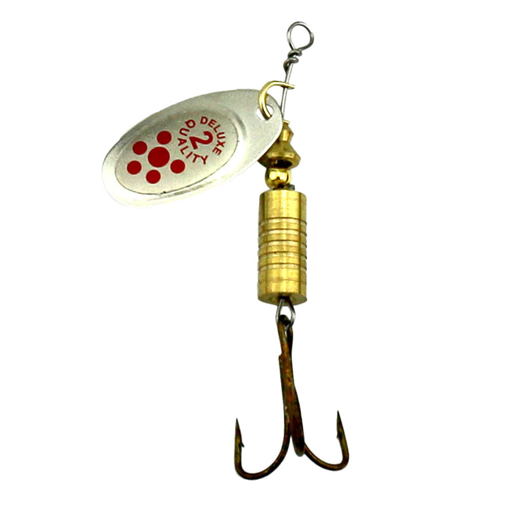 10 Pcs/Set Metal Fishing Baits Metal Dot Pattern Spinner Lures with Hook 6. DD