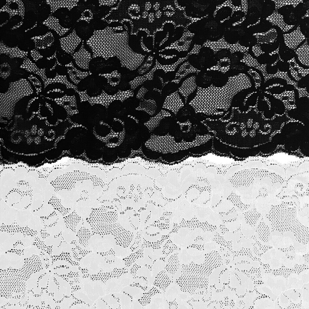 5Yd 15cm Soft Stretch Floral Lace Ribbon Trim Lace Fabric DIY Headband Black