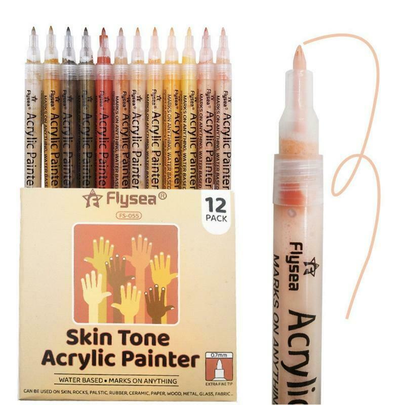 12Pcs Colorful Acrylic Paint Marker Pen Sets for Paper Rock Metal Cloth Canvas