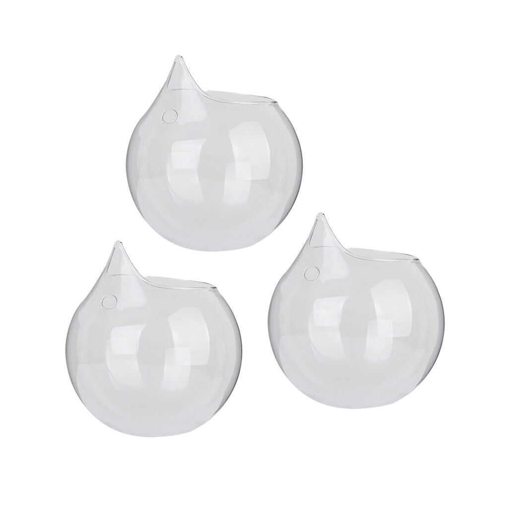 3x Clear Ball Glass Hanging Vase Bottle Terrarium Container Flower Decor