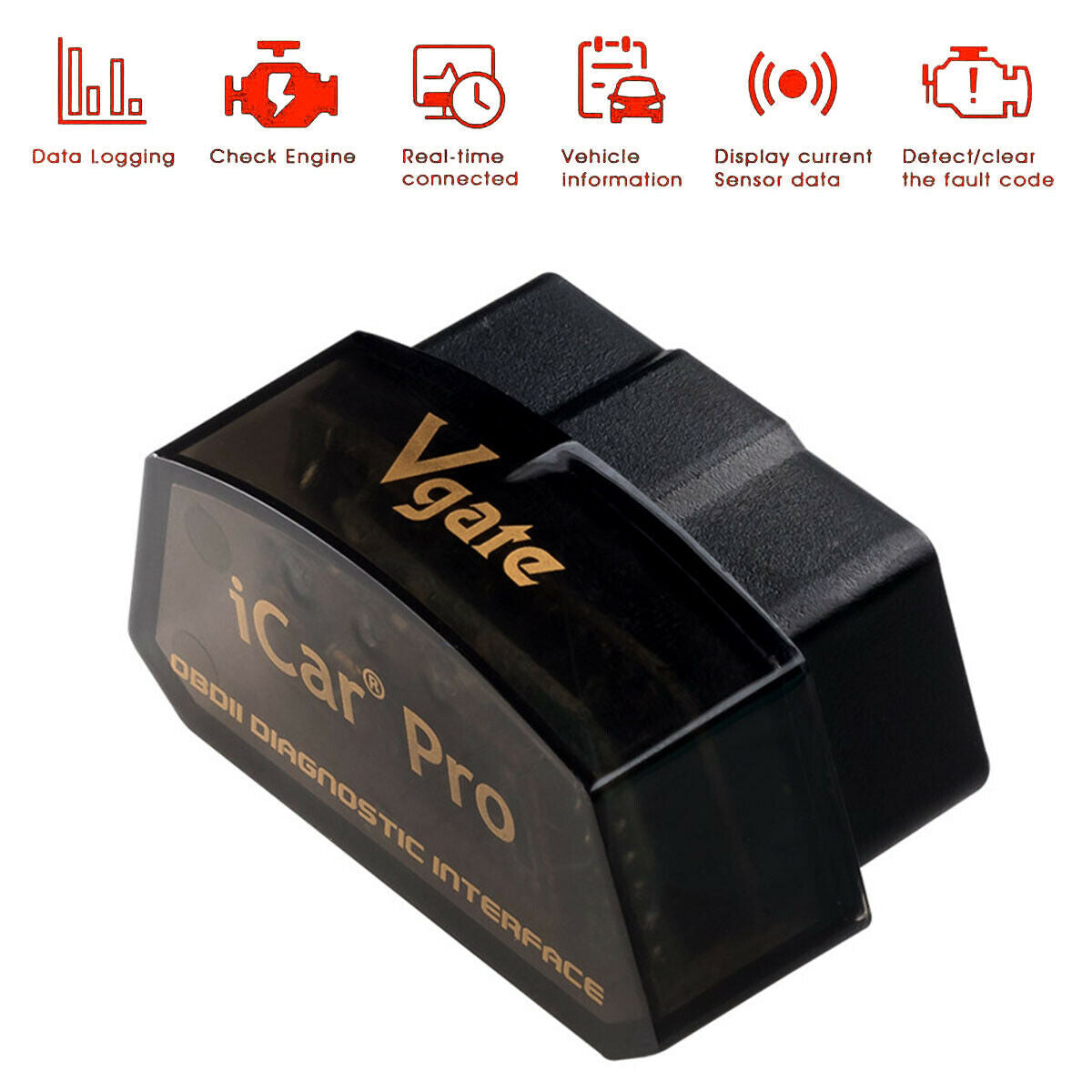 Vgate iCar Pro Bluetooth 4.0 OBDII Adapter Fault Code Clear Diagnostic Scanner