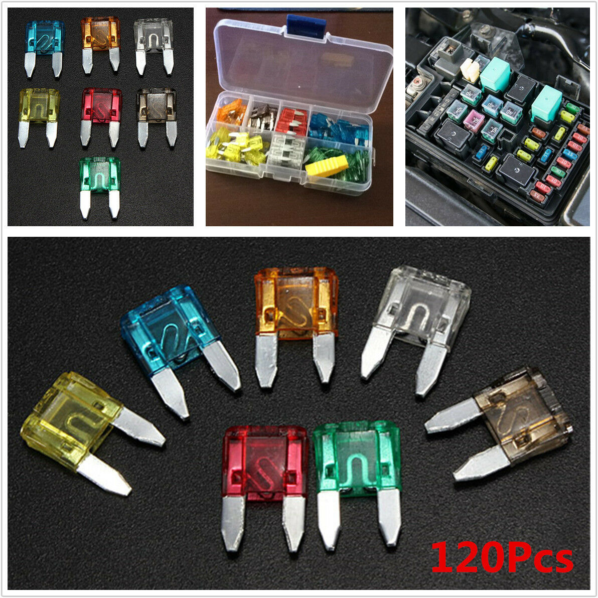 120Pcs Car Truck Small Size Profile Blade Fuses Set (5/7.5/10/15/20/25/30 AMP)