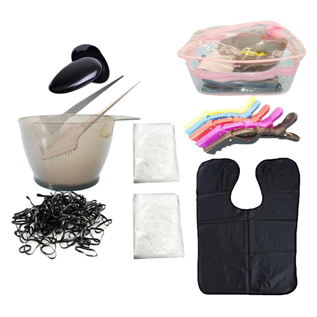 15Pcs Hair Coloring Tools Dye Comb Disposable Mixing Bowl Hair Clips Set