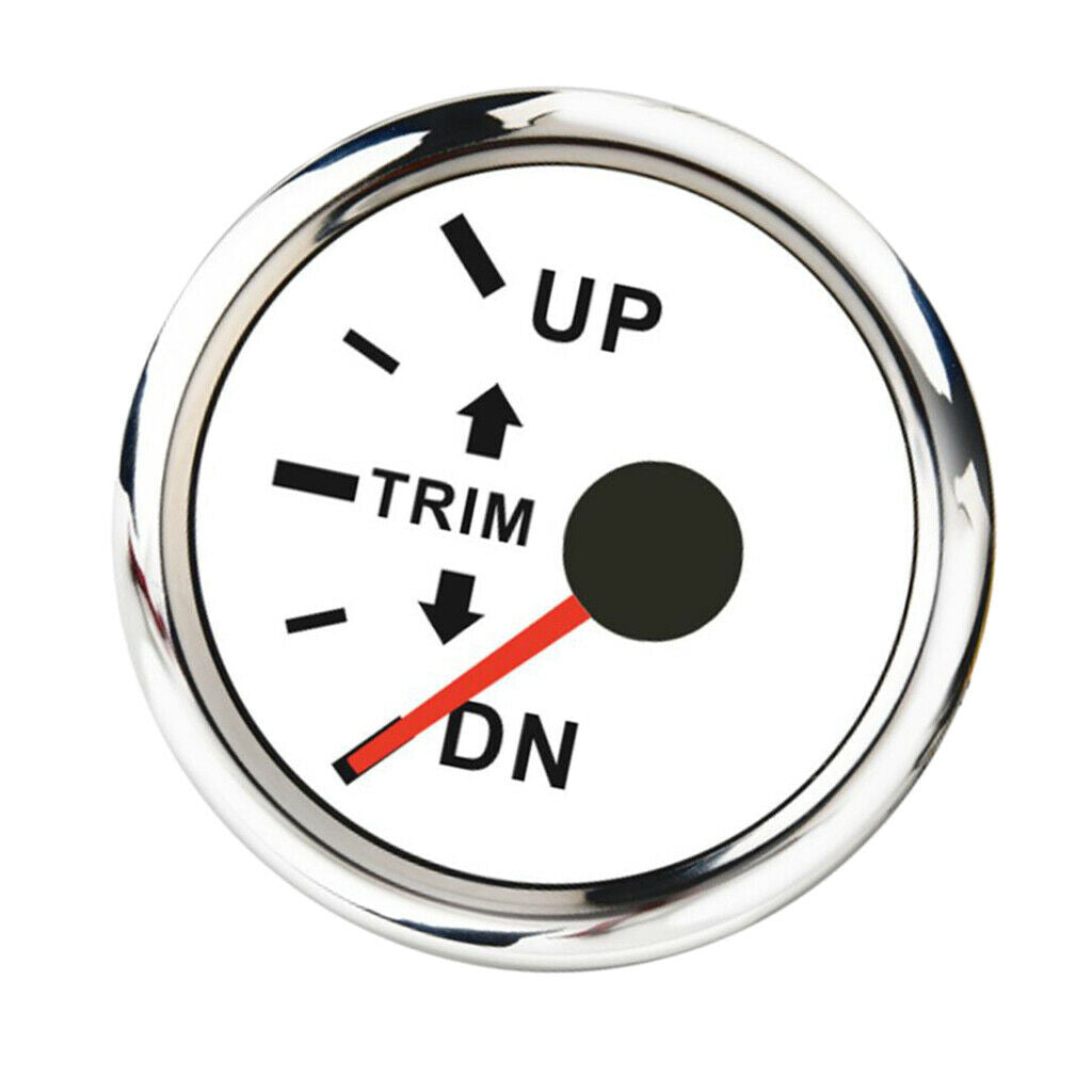 Marine Trim Gauge 52mm 2 inch, Round, White, Waterproof 316 Stainless Steel
