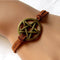 New Bracelet Inspired Retro Bronze Pentagram Pendant Brown Rope Bracelet Tt